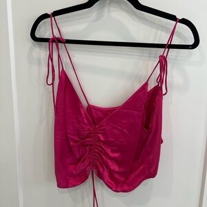 Wilfred fuchsia tie shoulder satin top